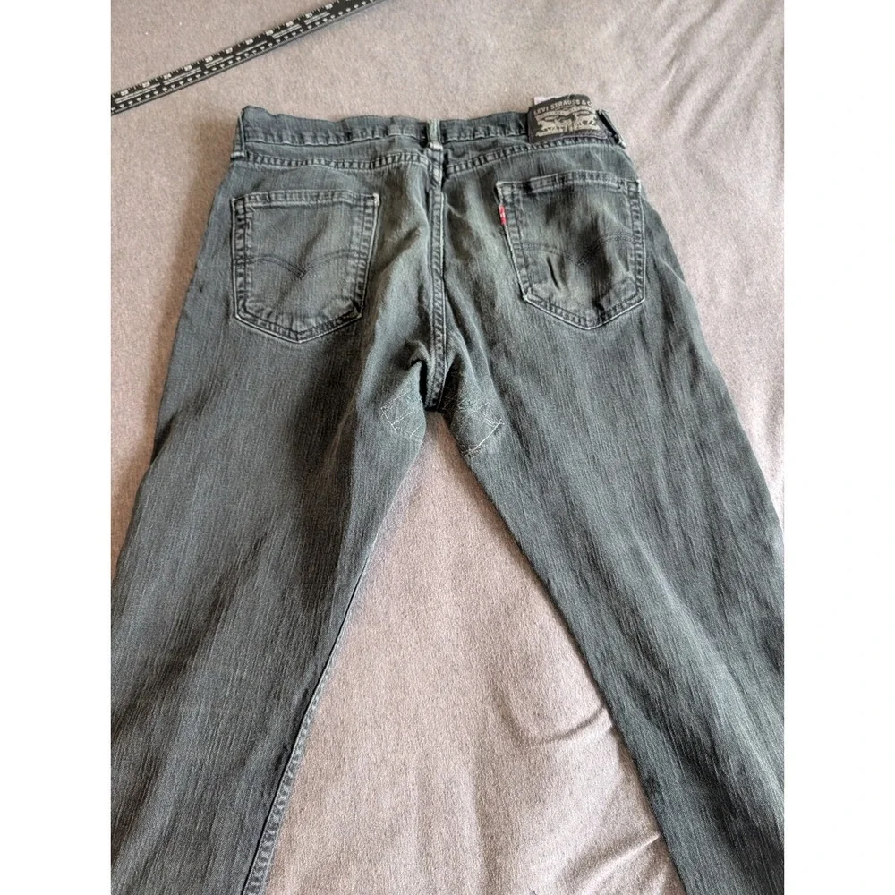 Levis 511 Slim Fit Jeans Faded Black Denim 33x32 Repaired Crotch 62209-0016